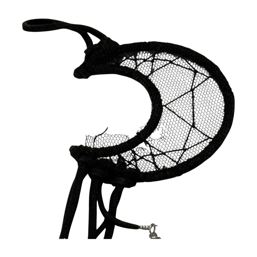 Black Crescent Moon Dream Catcher Black Feathers Boho Gothic Decor - Picture 5 of 8